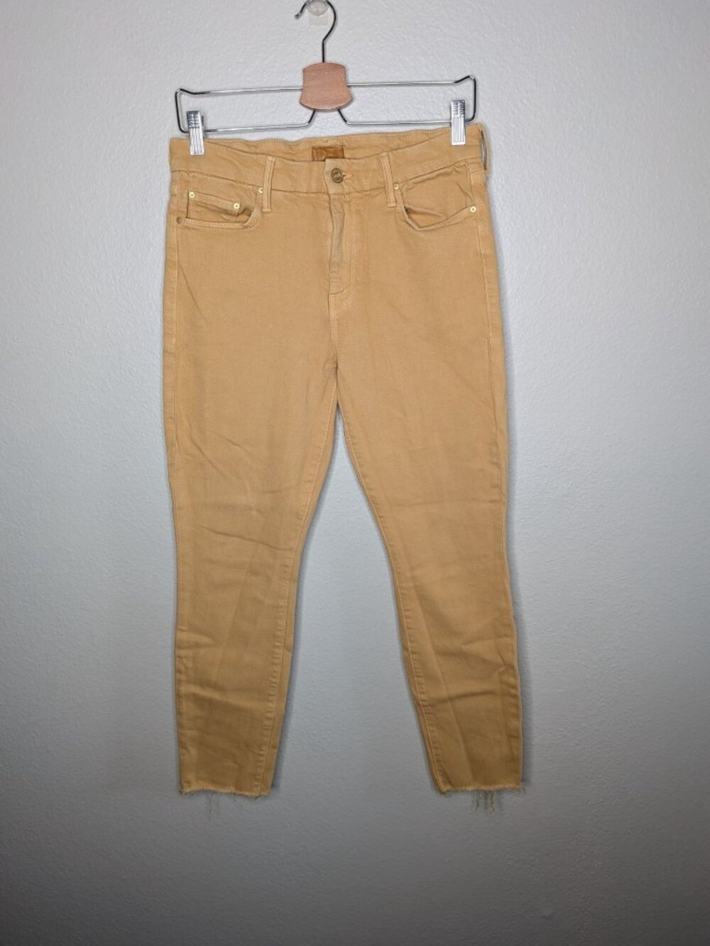 Mother 28 The Looker Ankle Fray Gettin' in Cashew Yellow High-Rise Jeans - Picture 6 of 11